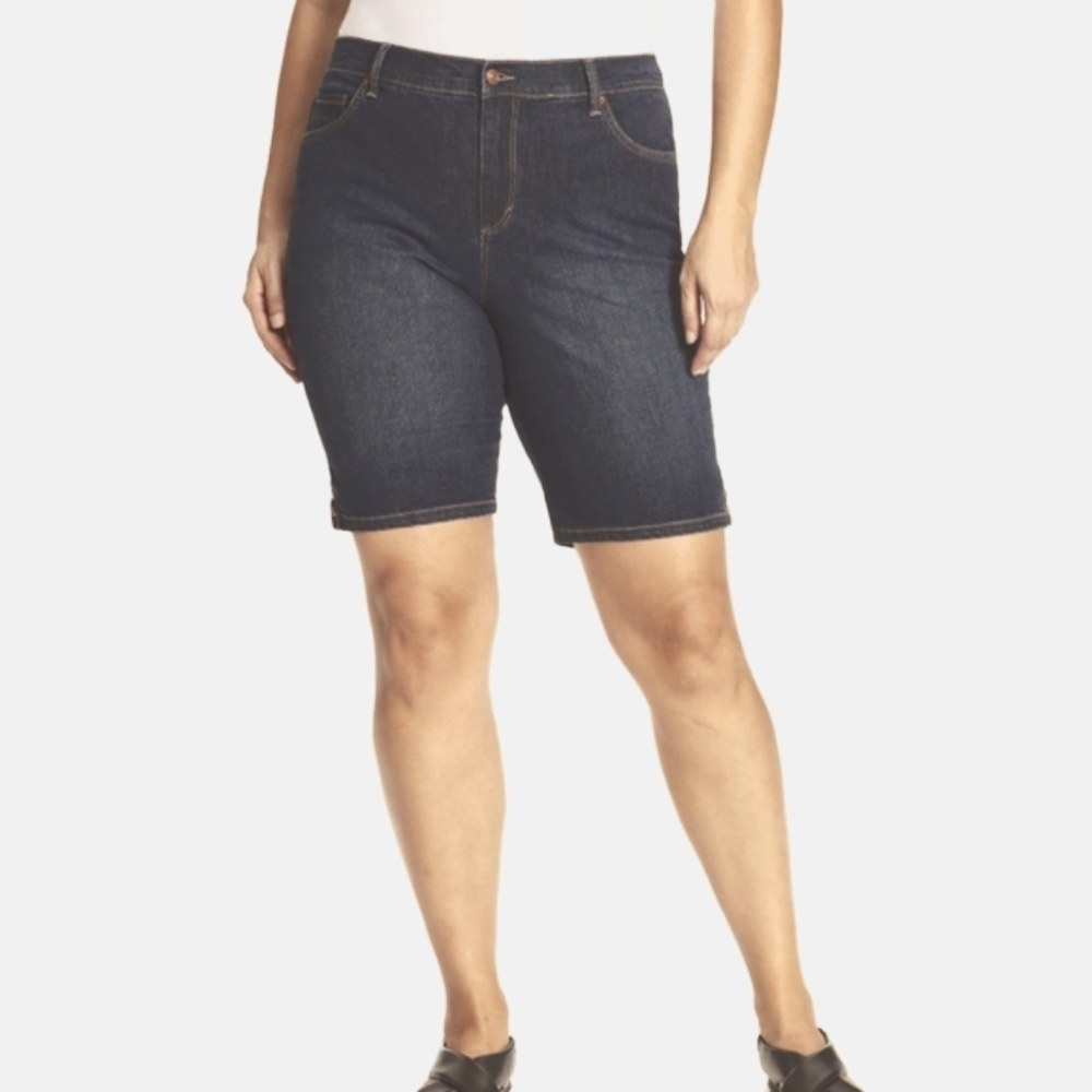 Faded Glory Womens Plus Size Blue Jean Shorts Relaxed Fit Size 18